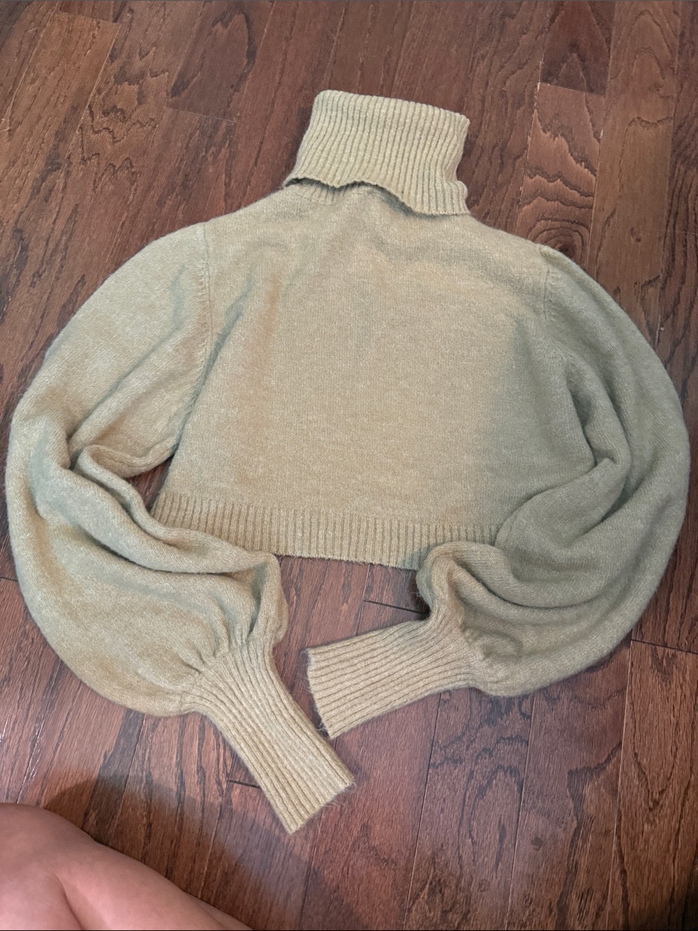 Princess Polly Sage Green Cropped Turtleneck Sweater